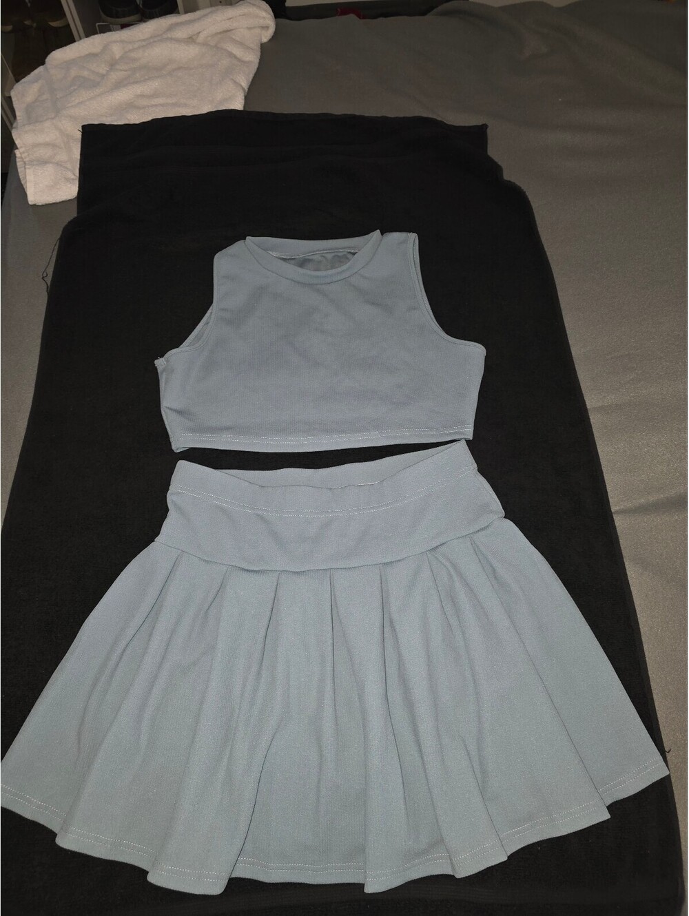 SHEIN Women’s Blue 2 Piece Crop Top & Pleated Skirt Set Size XL